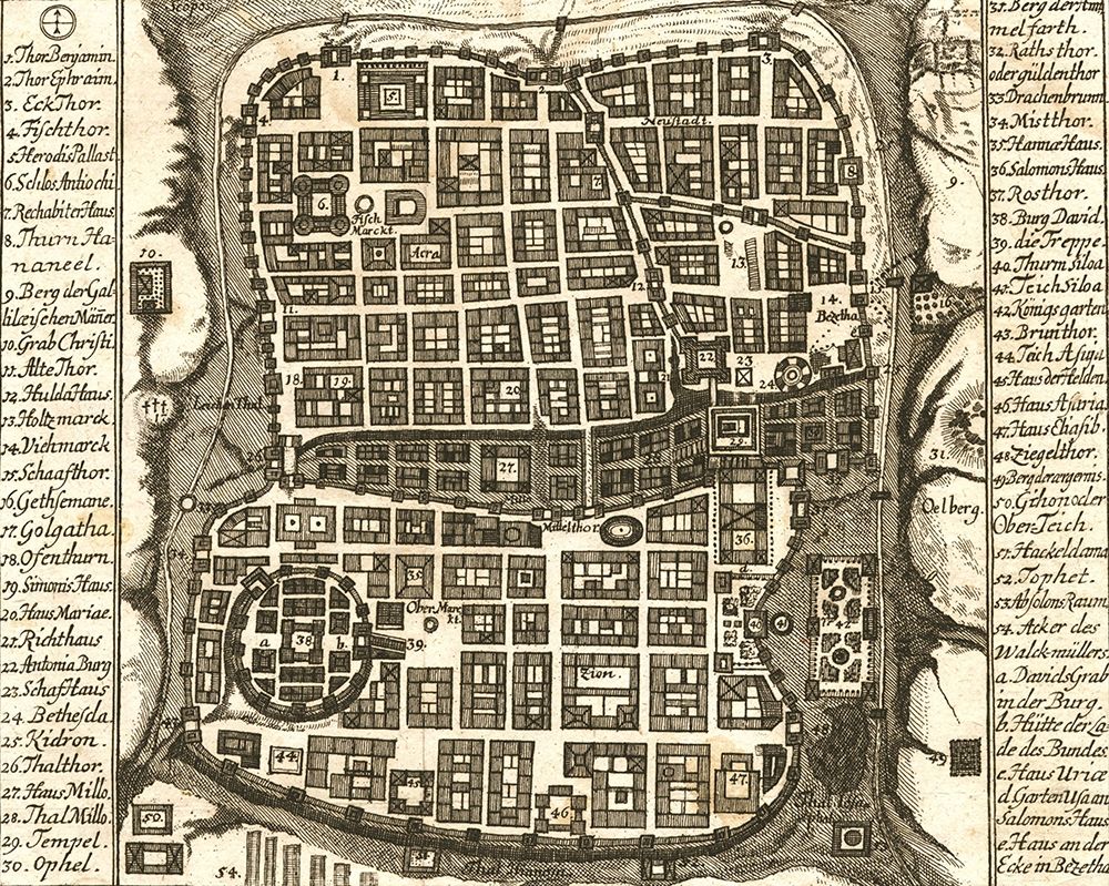 Antique Map of Jerusalem art print by Vintage Maps for $57.95 CAD