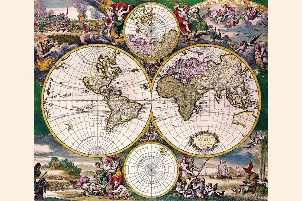 Stereographic Map of the World with Polar projections art print by Frederik De Wit for $57.95 CAD