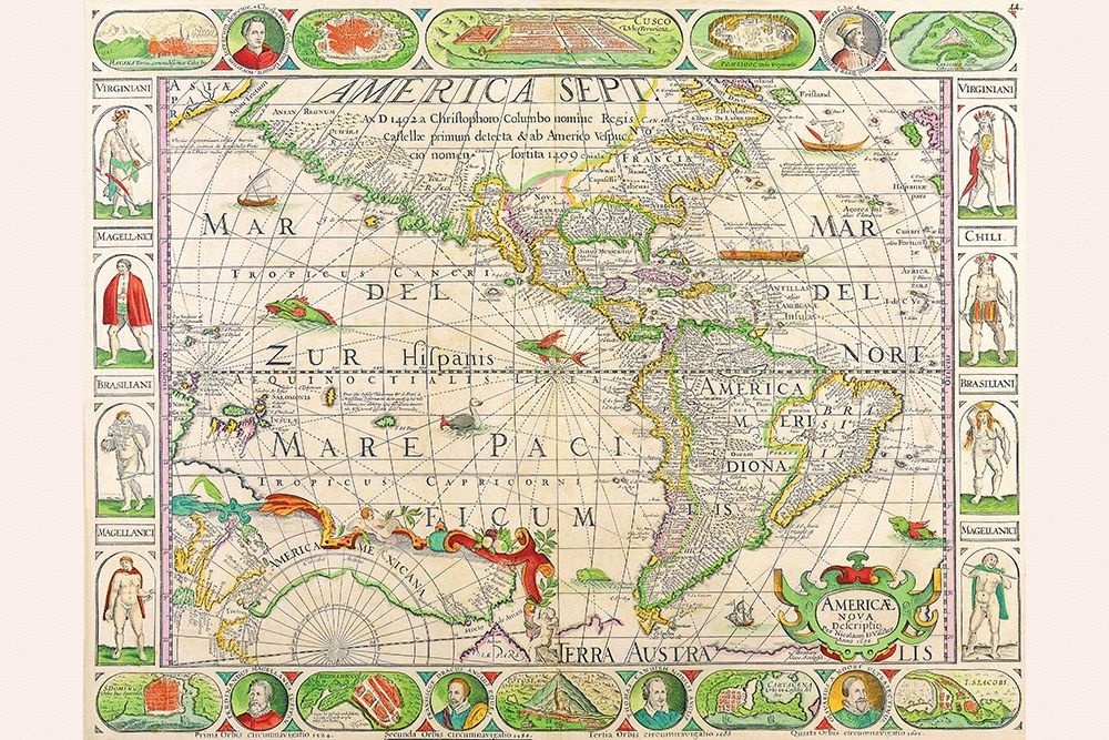 The Americas at the Time of Columbus Printed in 1658 art print by Nicolas Visscher for $57.95 CAD