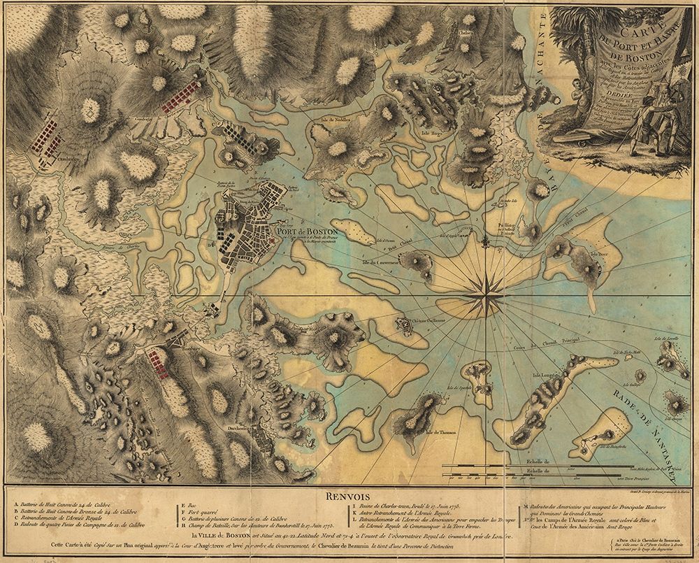 Map of Boston during the Revolution art print by Vintage Places for $57.95 CAD