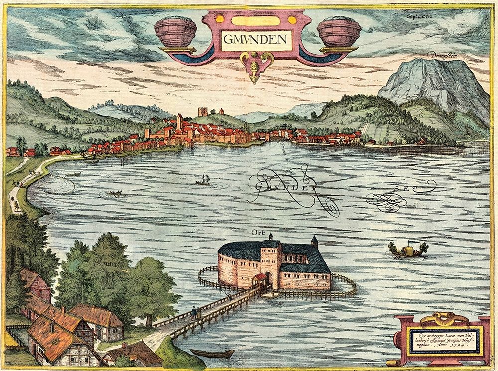 Gmunden Austria art print by Braun Hogenberg for $57.95 CAD
