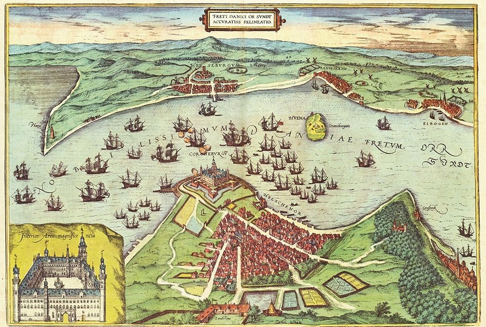 Elsinore Denmark art print by Braun Hogenberg for $57.95 CAD