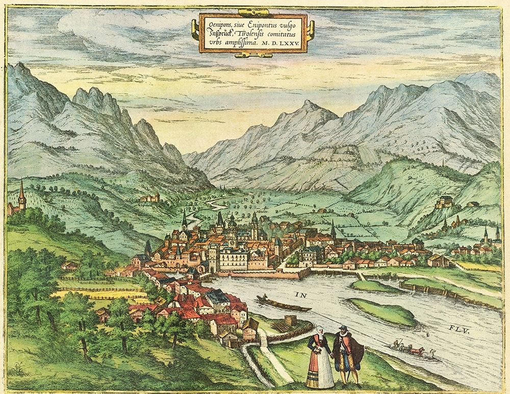Innsbruck Austria Tyrol art print by Braun Hogenberg for $57.95 CAD