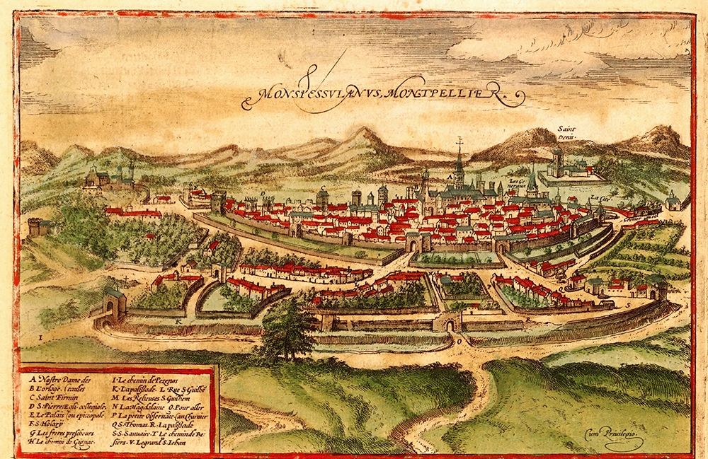 Montpellier France art print by Braun Hogenberg for $57.95 CAD