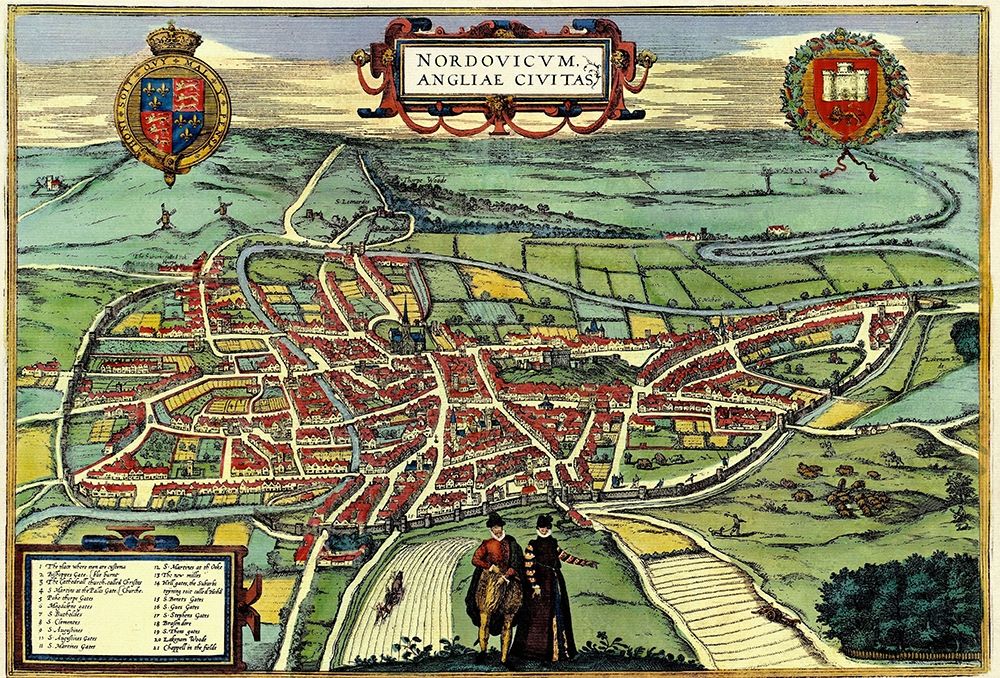 Norwich England art print by Braun Hogenberg for $57.95 CAD