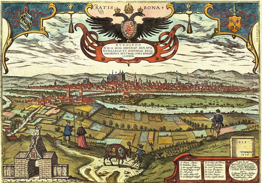 Regensburg Germany art print by Braun Hogenberg for $57.95 CAD