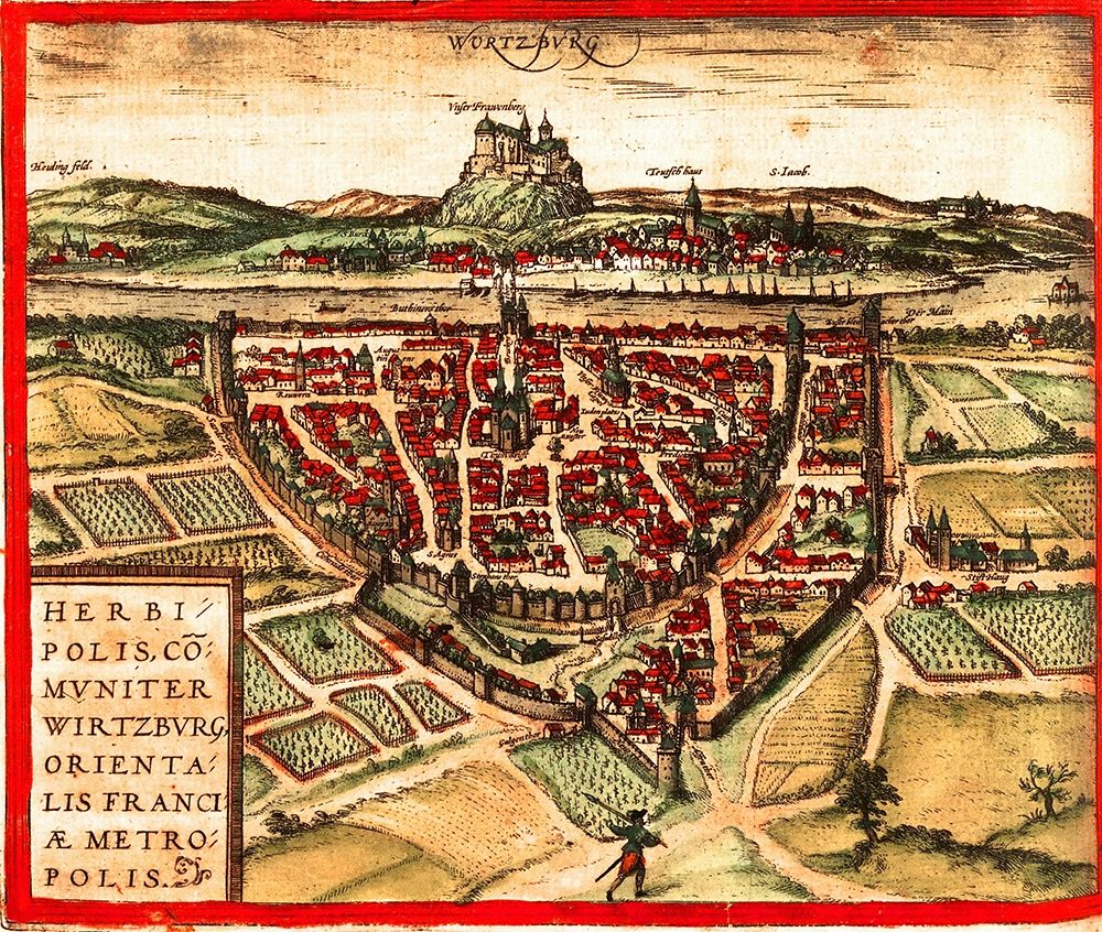 Wurzburg Germany art print by Braun Hogenberg for $57.95 CAD