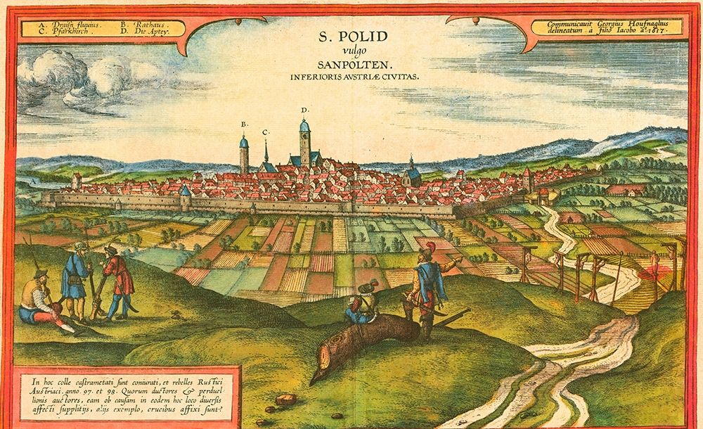 Sankt Polten Austria art print by Braun Hogenberg for $57.95 CAD