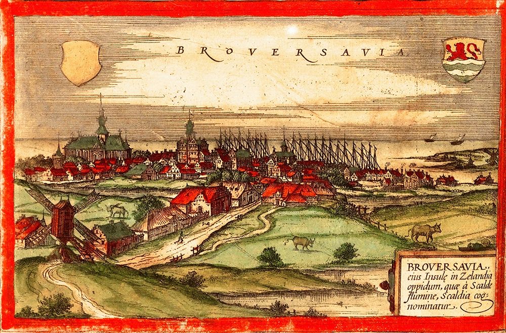 Netherlands Zeeland Brouvershaven art print by Braun Hogenberg for $57.95 CAD