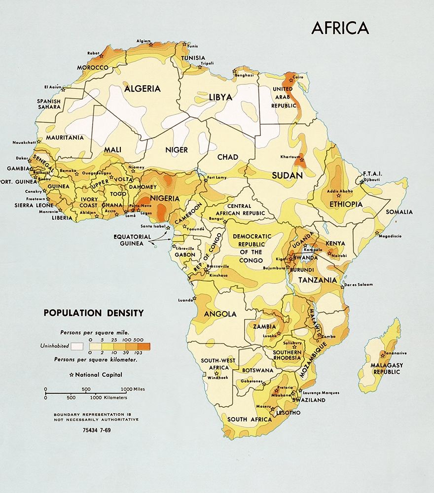 Africa Population Density art print by CIA for $57.95 CAD