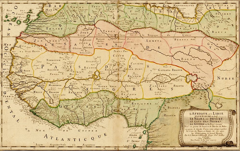 West Africa 1679 art print by Nicolas Sanson for $57.95 CAD