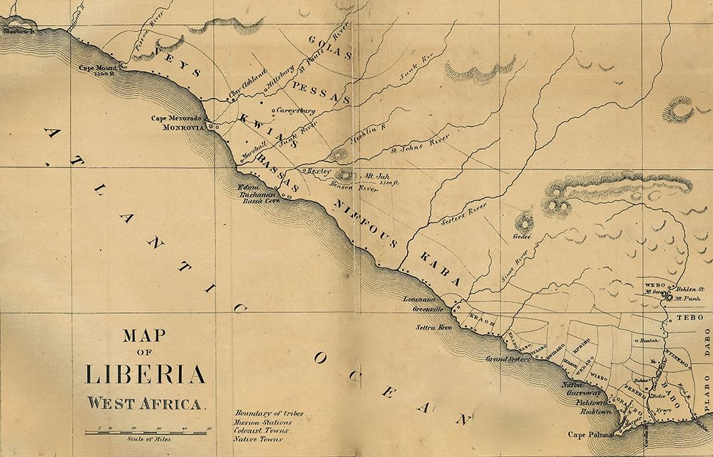 American Colonization Map of Liberia art print by G F Nesbit and Co for $57.95 CAD