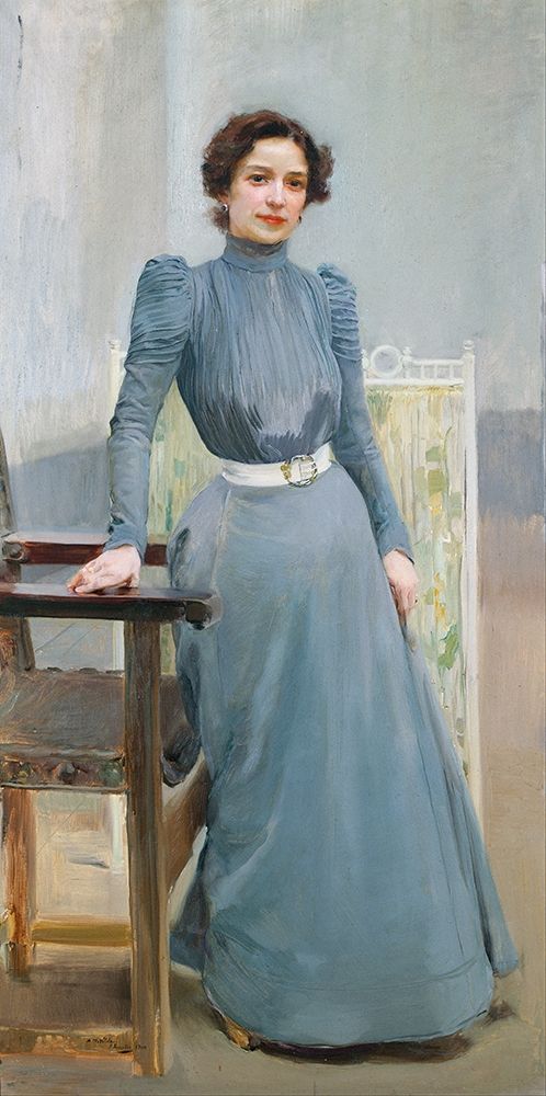 Clotilde in a grey dress art print by Joaquin Sorolla for $57.95 CAD