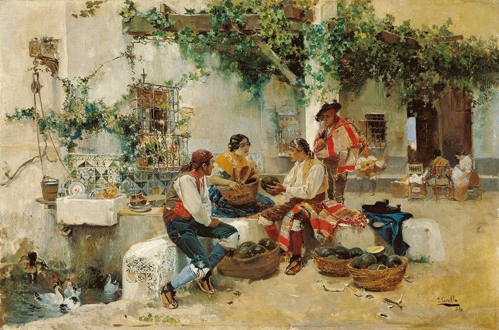 Selling melons art print by Joaquin Sorolla for $57.95 CAD