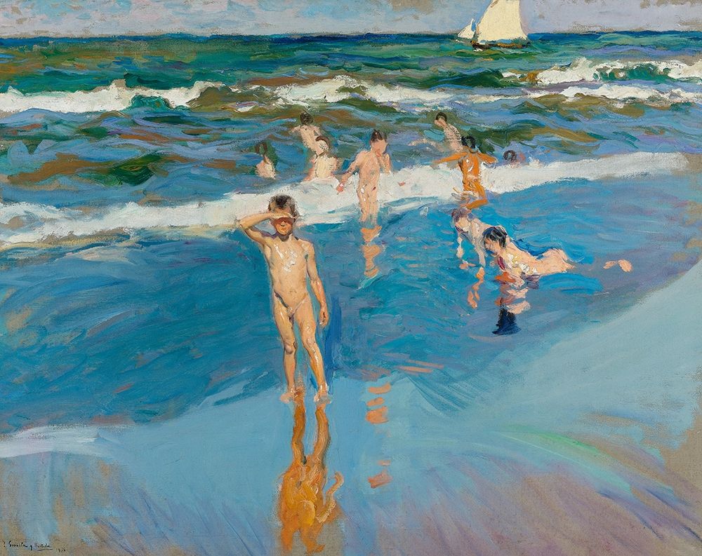 Children in the Sea-Valencia Beach art print by Joaquin Sorolla for $57.95 CAD