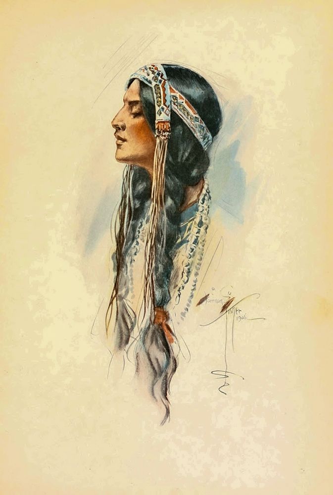 Indian Woman from The Song of Hiawatha 1906 art print by Harrison Fisher for $57.95 CAD
