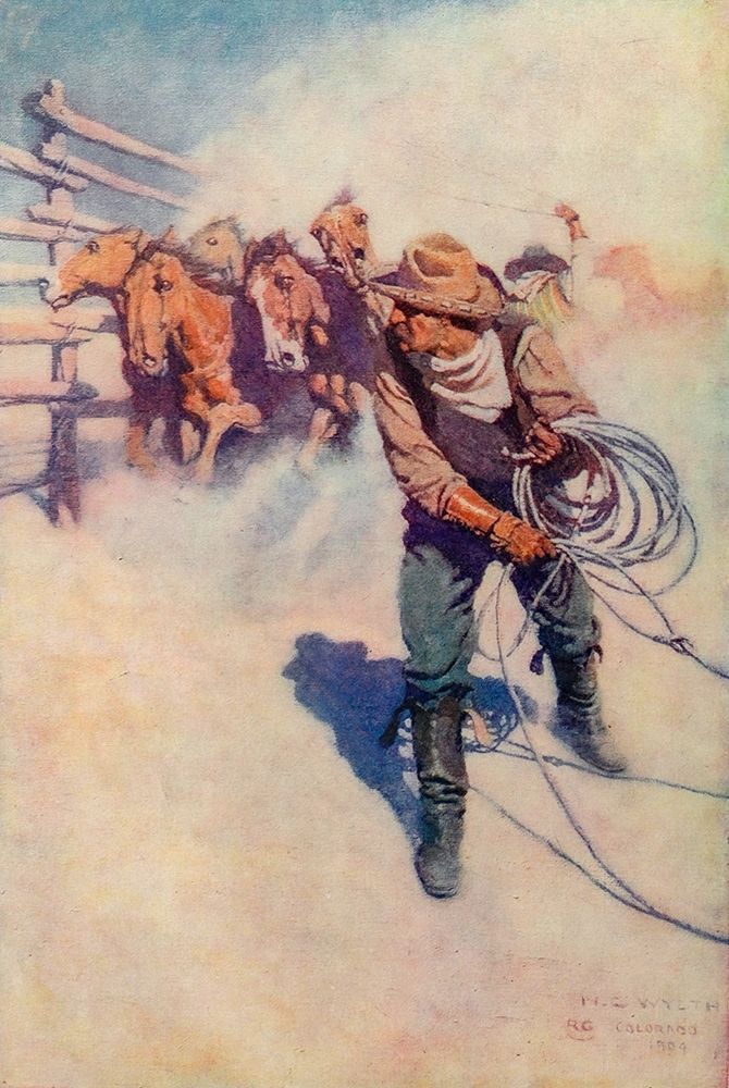 A day with the round up art print by Newell Wyeth for $57.95 CAD