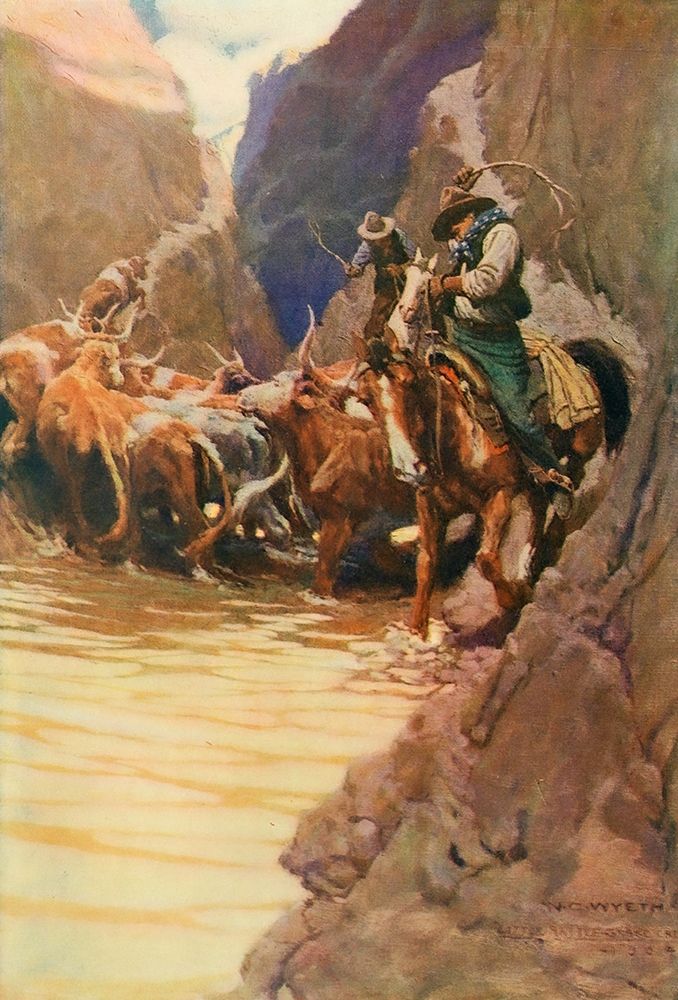Rounding up art print by Newell Wyeth for $57.95 CAD
