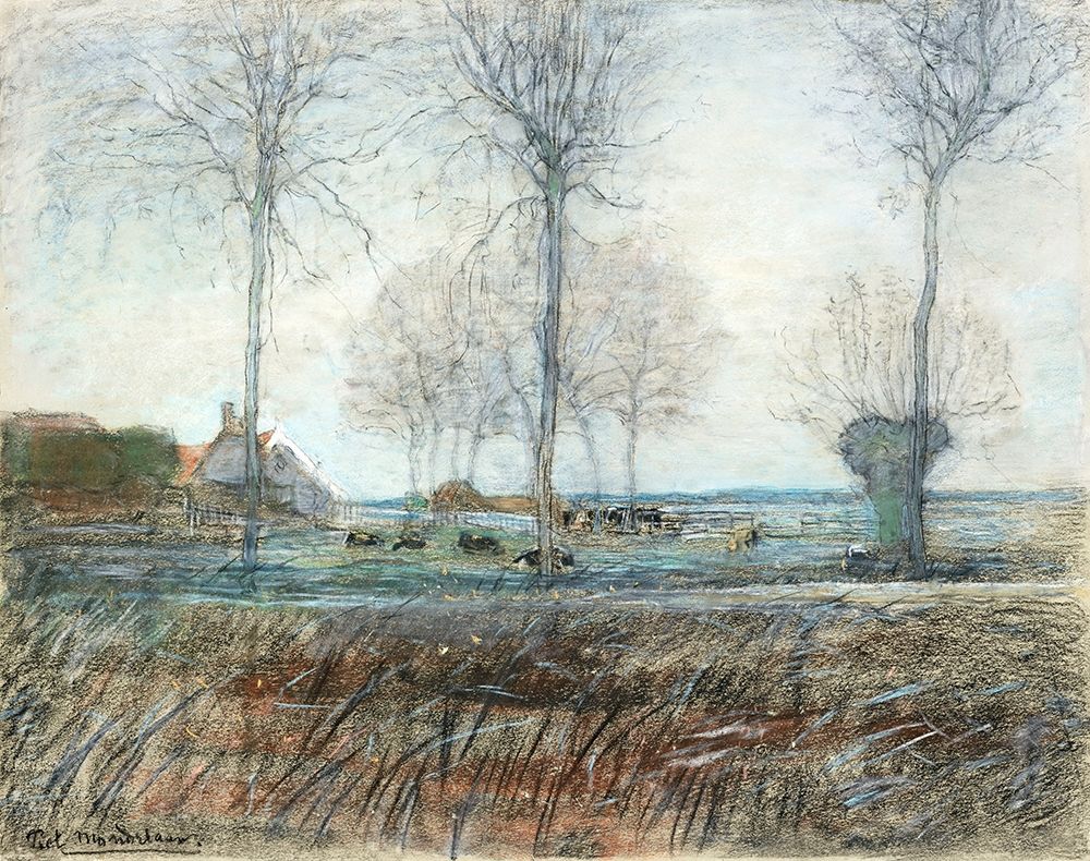 Farm Setting-Three Tall Trees in the Foreground art print by Piet Mondrian for $57.95 CAD