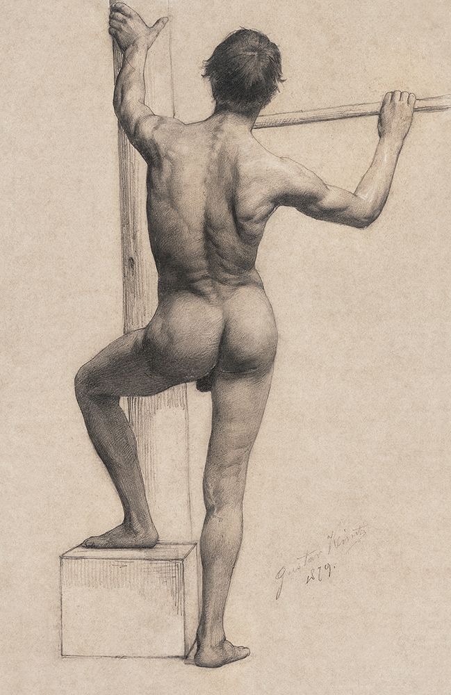 Male Nude with Left Foot on a Pedestal art print by Gustav Klimt for $57.95 CAD