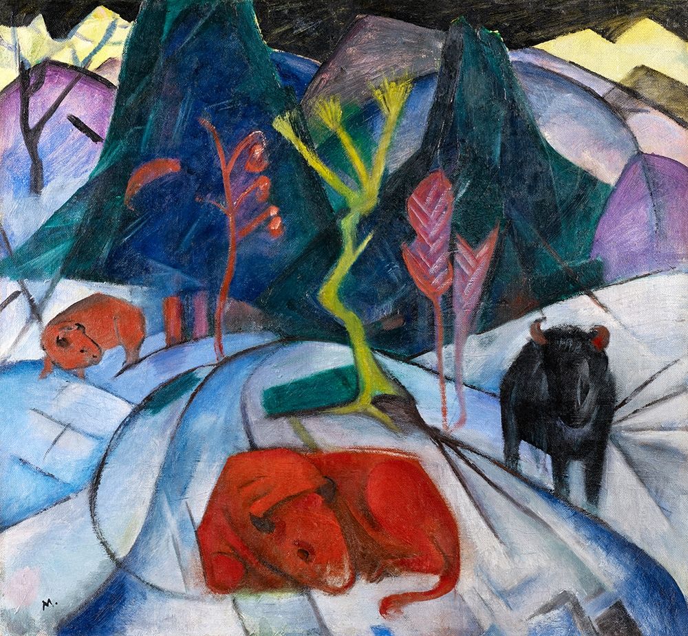 Bison in winter-red bison art print by Franz Marc for $57.95 CAD