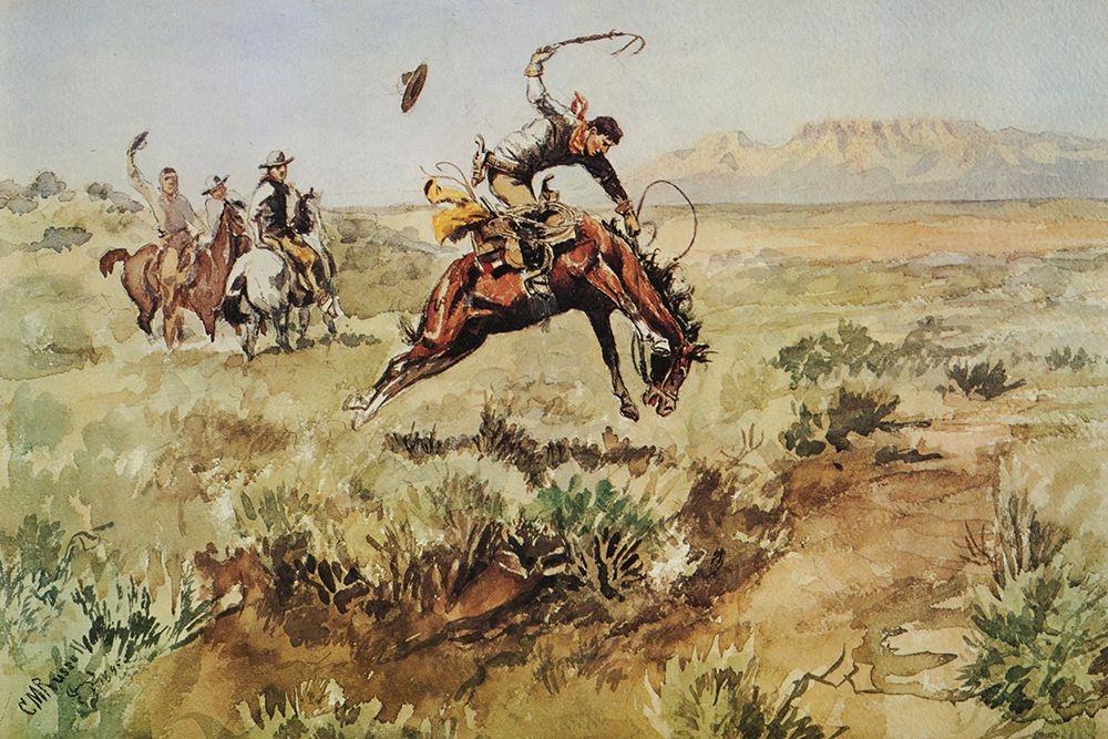 Bronco Busting art print by Charles Marion Russell for $57.95 CAD