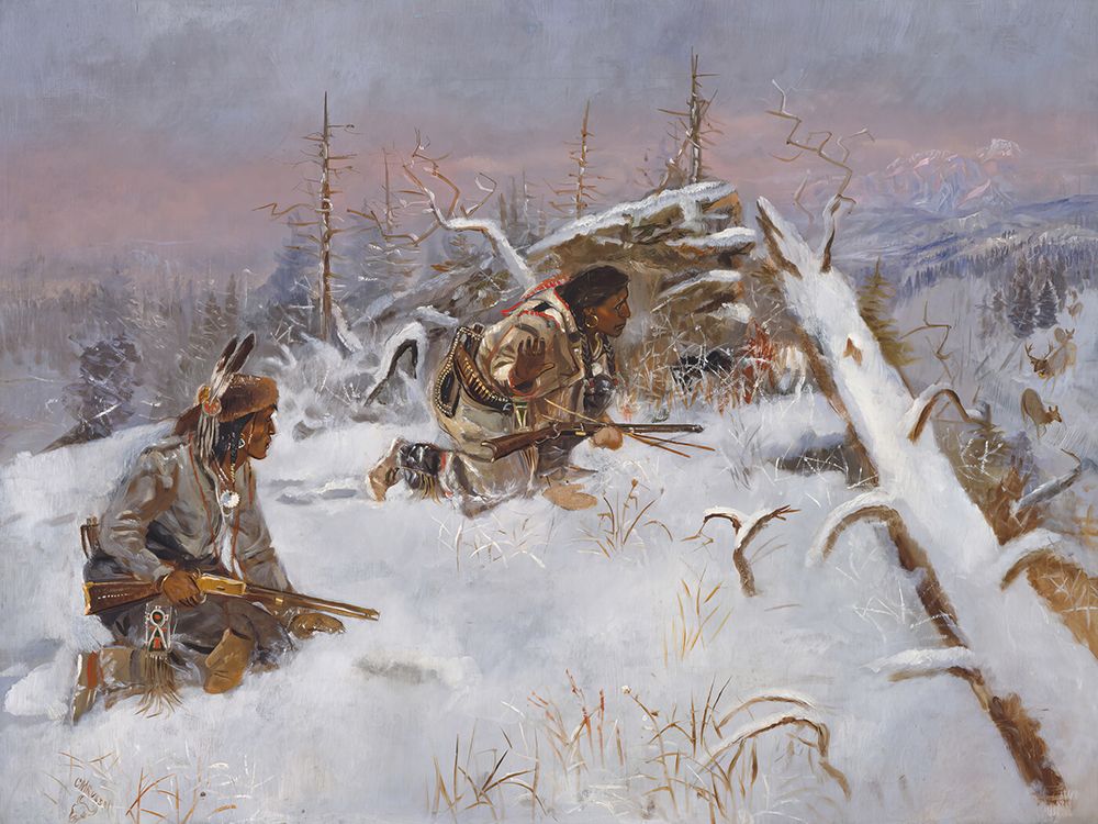 Crow Indians Hunting Elk art print by Charles Marion Russell for $57.95 CAD