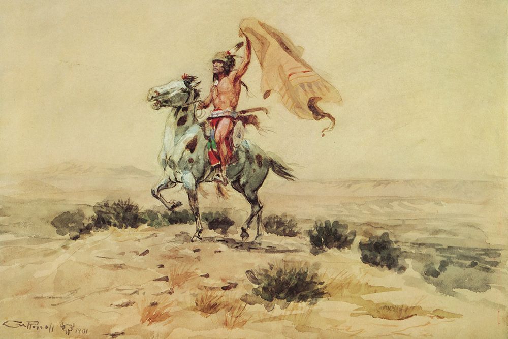 Indian Signaling art print by Charles Marion Russell for $57.95 CAD