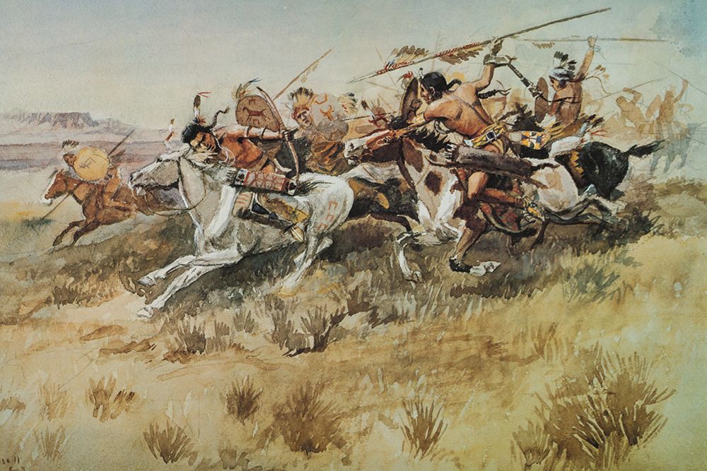 Indians Attacking art print by Charles Marion Russell for $57.95 CAD
