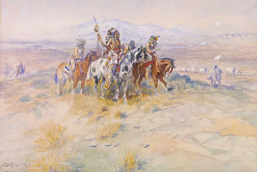 Intercepted Wagon Train art print by Charles Marion Russell for $57.95 CAD