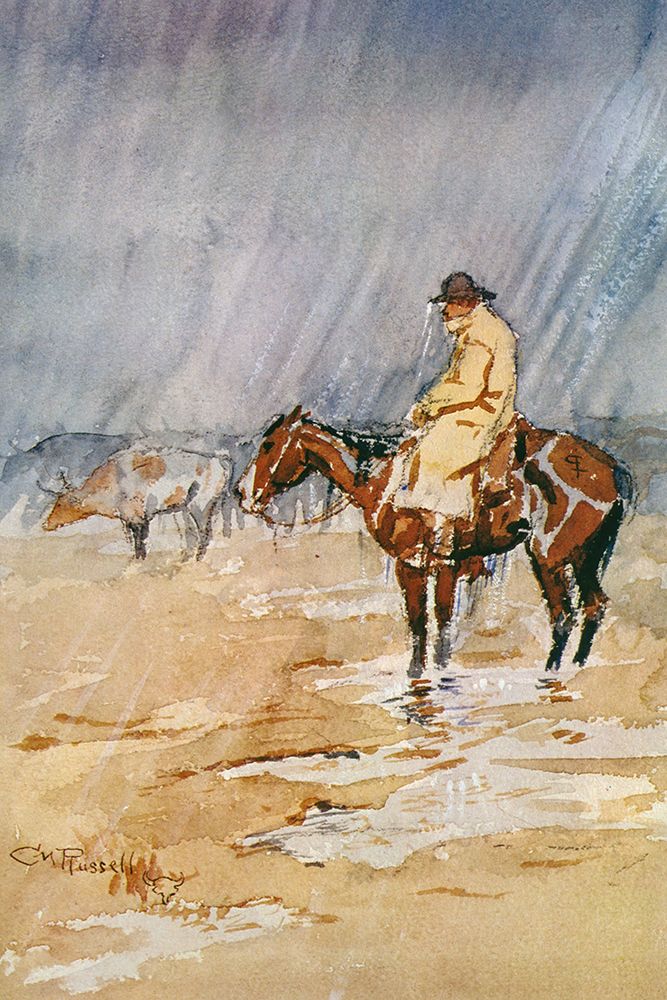Just a Little Rain art print by Charles Marion Russell for $57.95 CAD