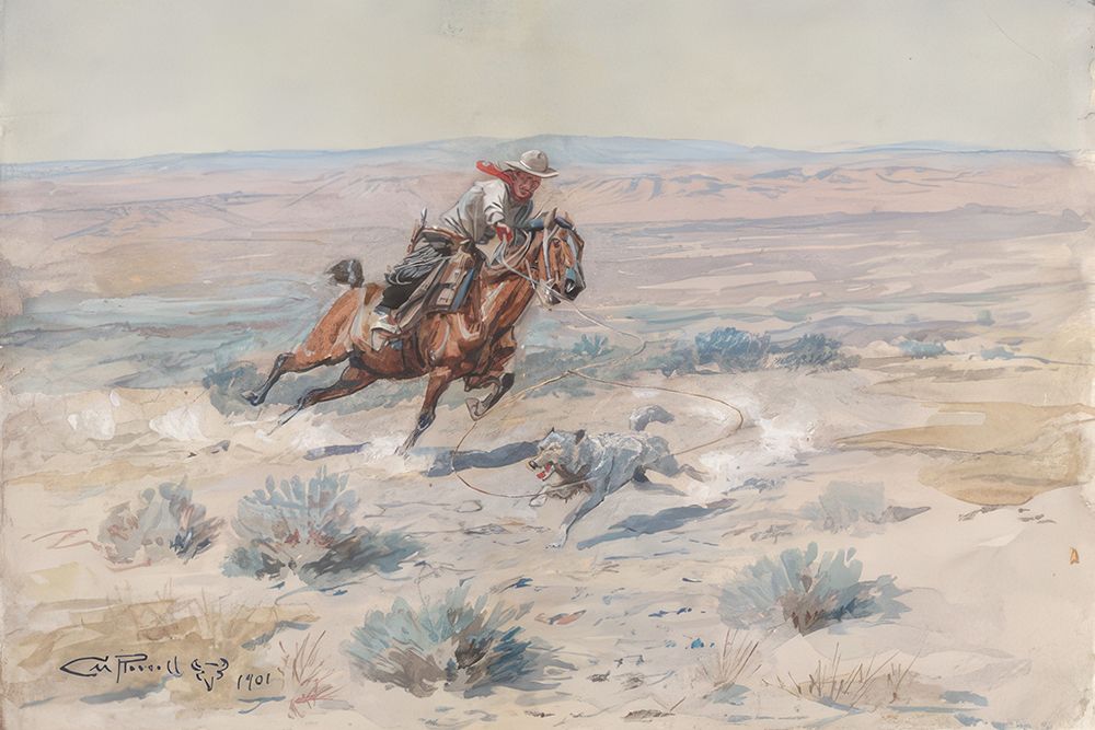 Roping a Wolf art print by Charles Marion Russell for $57.95 CAD