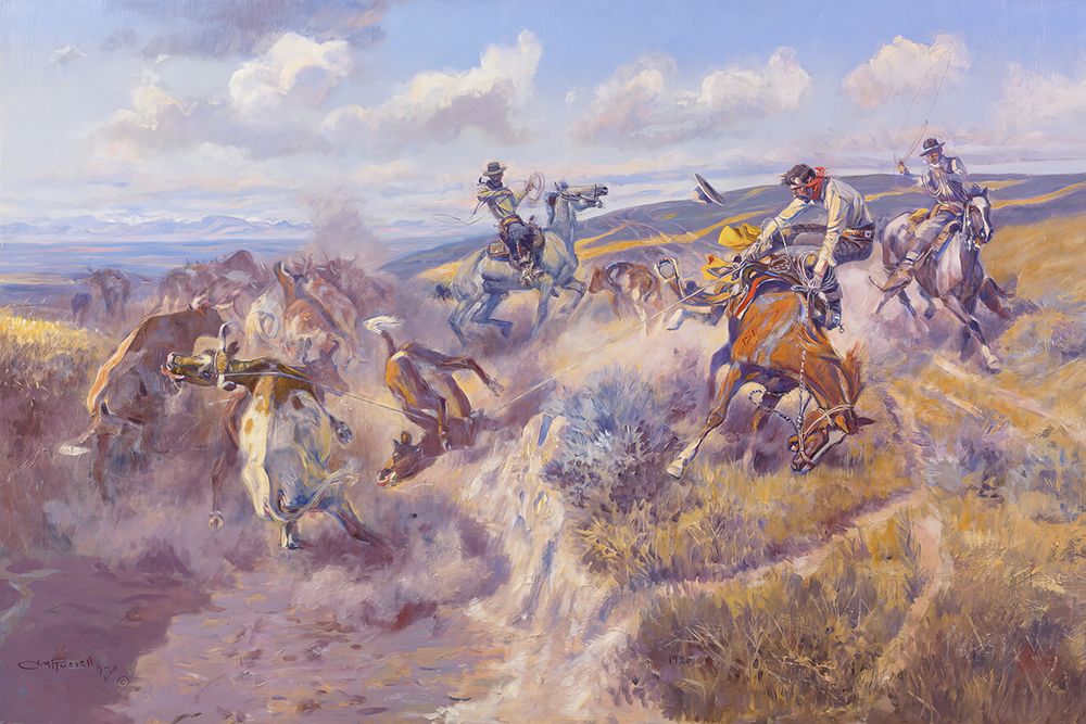 Tight Dally and a Loose Latigo art print by Charles Marion Russell for $57.95 CAD