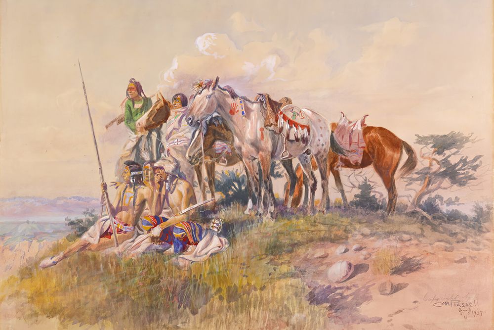 Watching for the Smoke Signal art print by Charles Marion Russell for $57.95 CAD