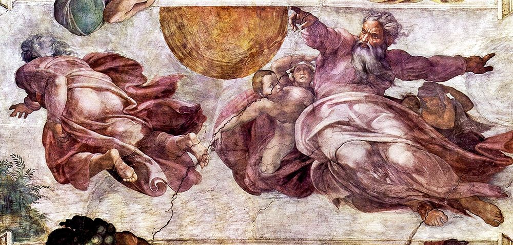 Fresco in the Sistine Chapel art print by Michelangelo for $57.95 CAD