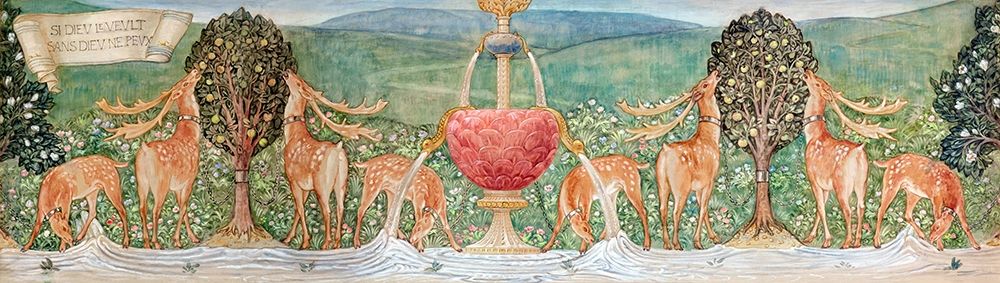 Deer by a Fountain art print by Edward BurneΓÇôJones for $57.95 CAD
