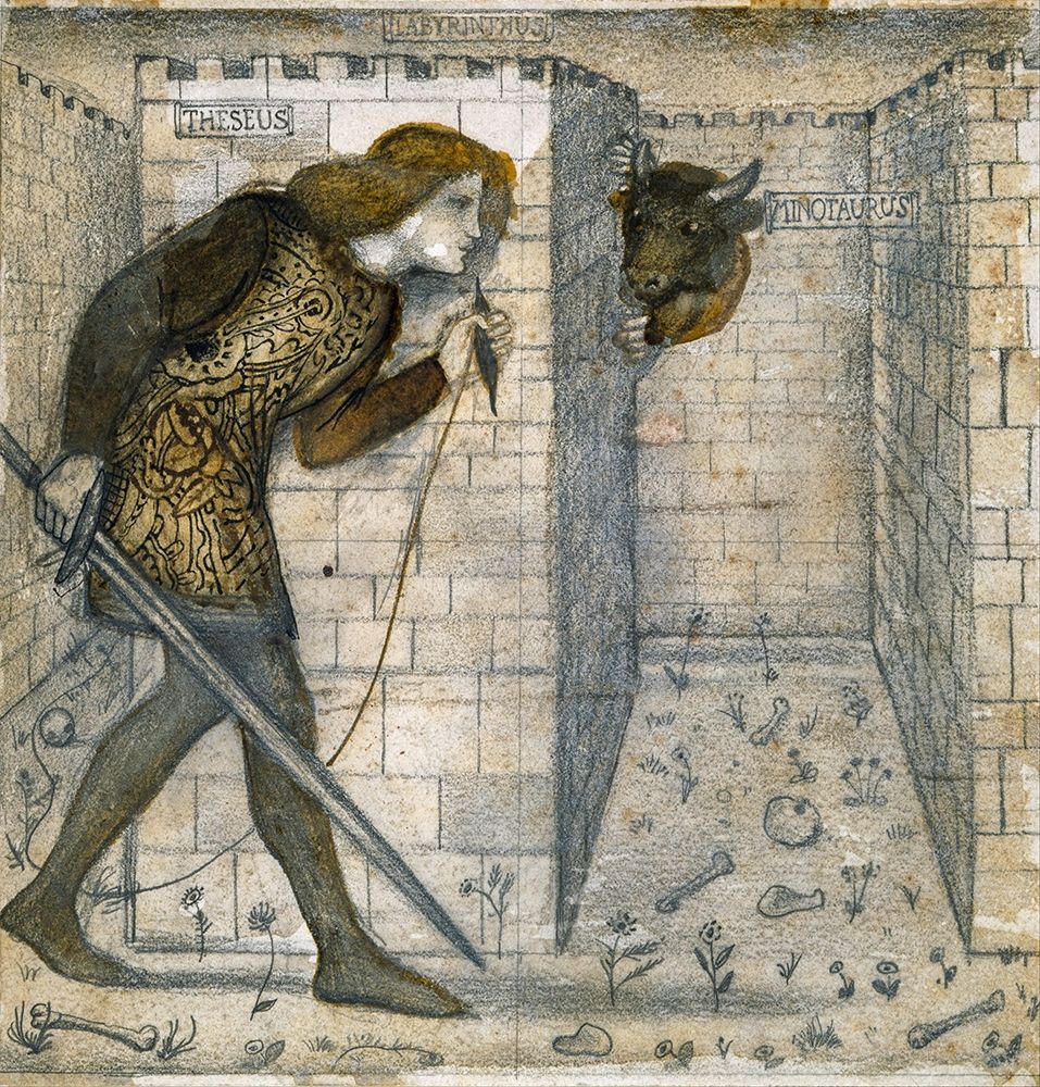 Theseus and the Minotaur in the Labyrinth art print by Edward Burne-Jones for $57.95 CAD