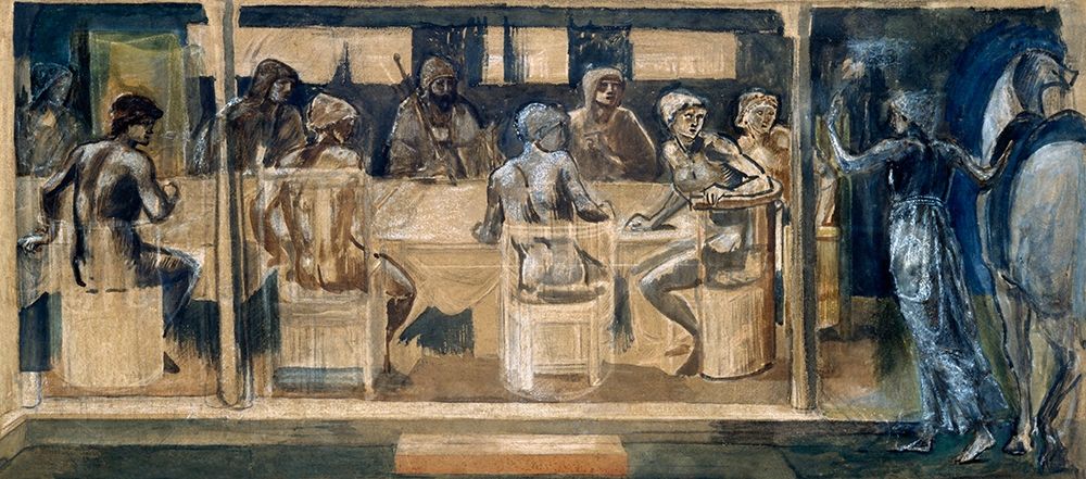 Quest for the Holy Grail-Study for the Summons art print by Edward Burne-Jones for $57.95 CAD