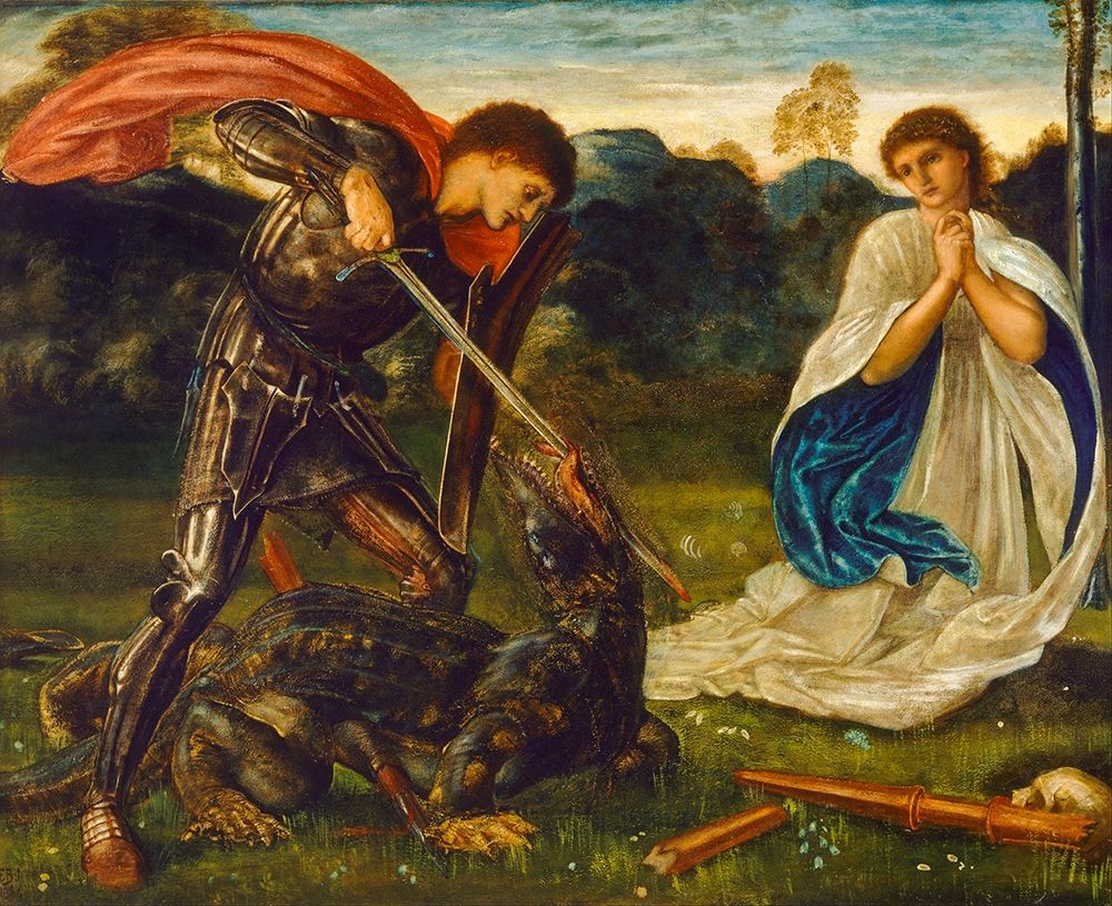 The Fight-St George kills the Dragon VI art print by Edward Burne-Jones for $57.95 CAD