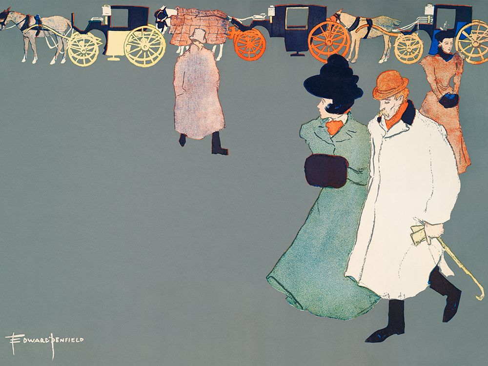 Men and Woman on Street art print by Edward Penfield for $57.95 CAD