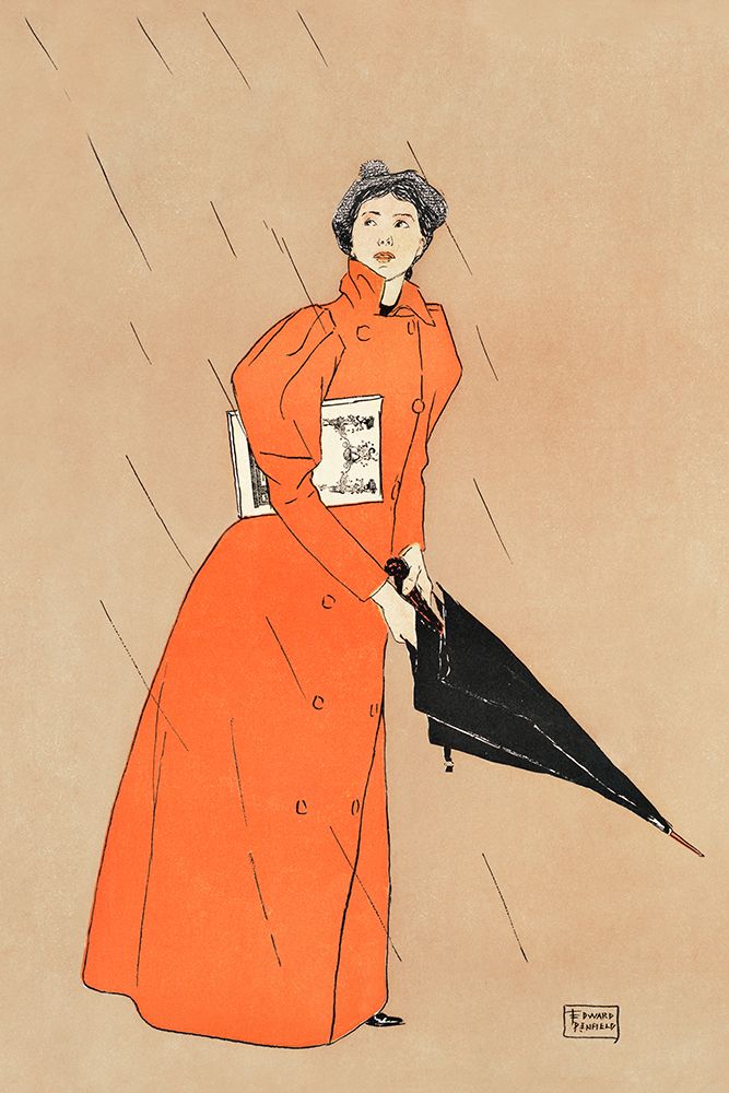 Woman holding umbrella art print by Edward Penfield for $57.95 CAD