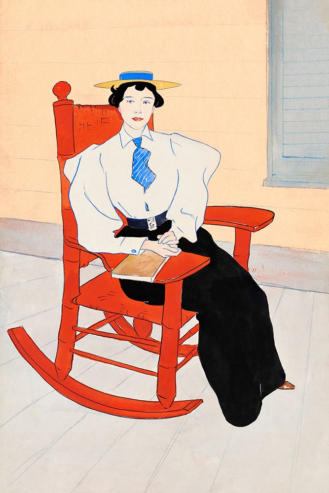 Young Woman Seated in a Red Rocking Chair art print by Edward Penfield for $57.95 CAD