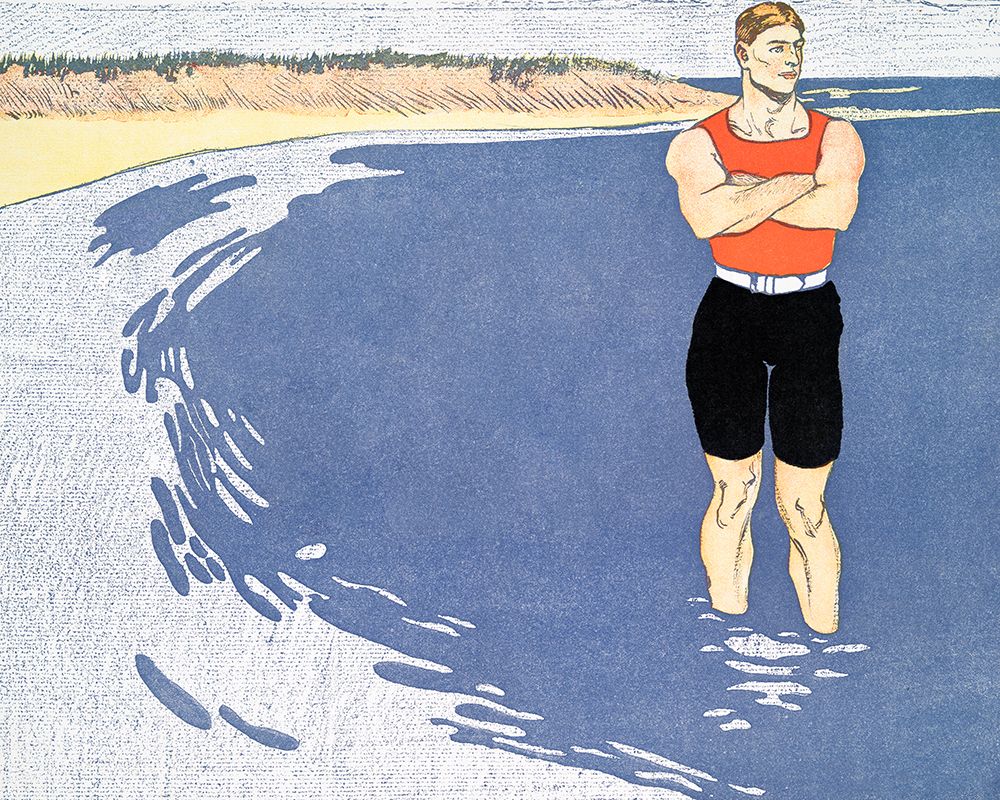 Man standing in the sea art print by Edward Penfield for $57.95 CAD
