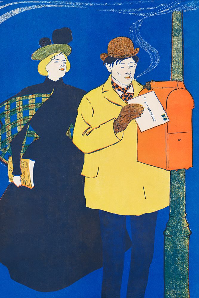 Man and Woman sending letter art print by Edward Penfield for $57.95 CAD