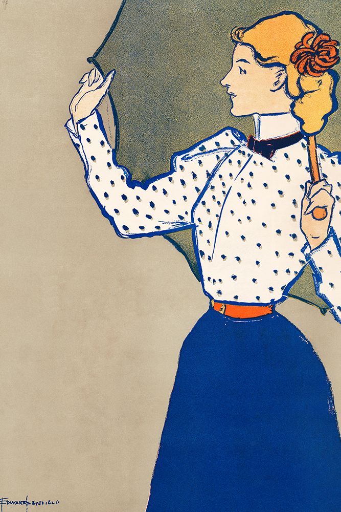Woman Holding Open Umbrella 1897 art print by Edward Penfield for $57.95 CAD