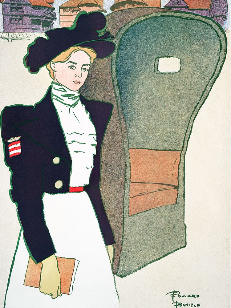 Woman holding Book art print by Edward Penfield for $57.95 CAD