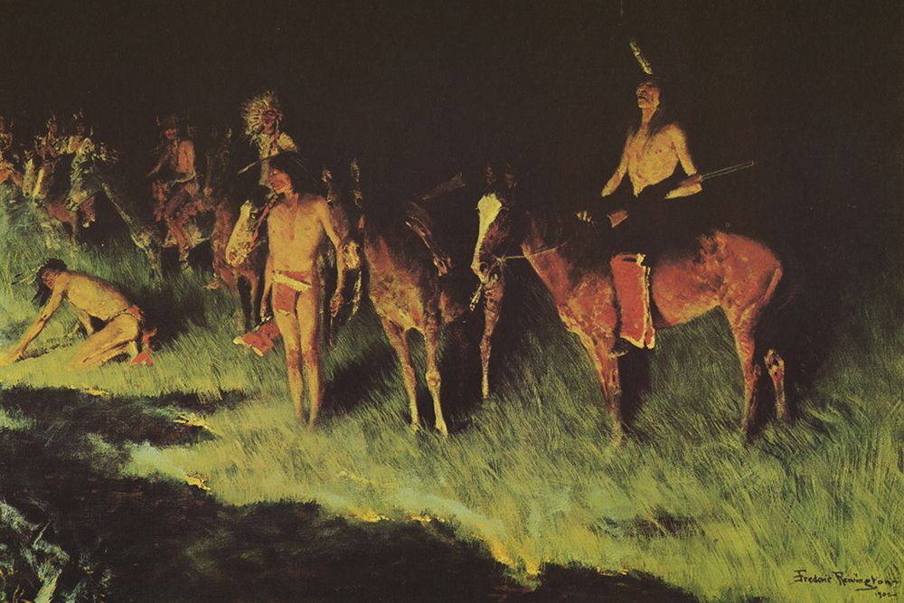 The Grass Fire art print by Frederic Remington for $57.95 CAD