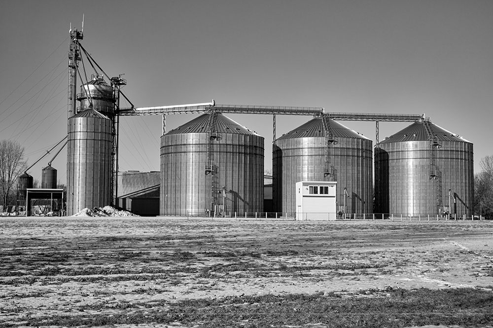 A row of metal grain silos in Michigan USA art print by Carol Highsmith for $57.95 CAD