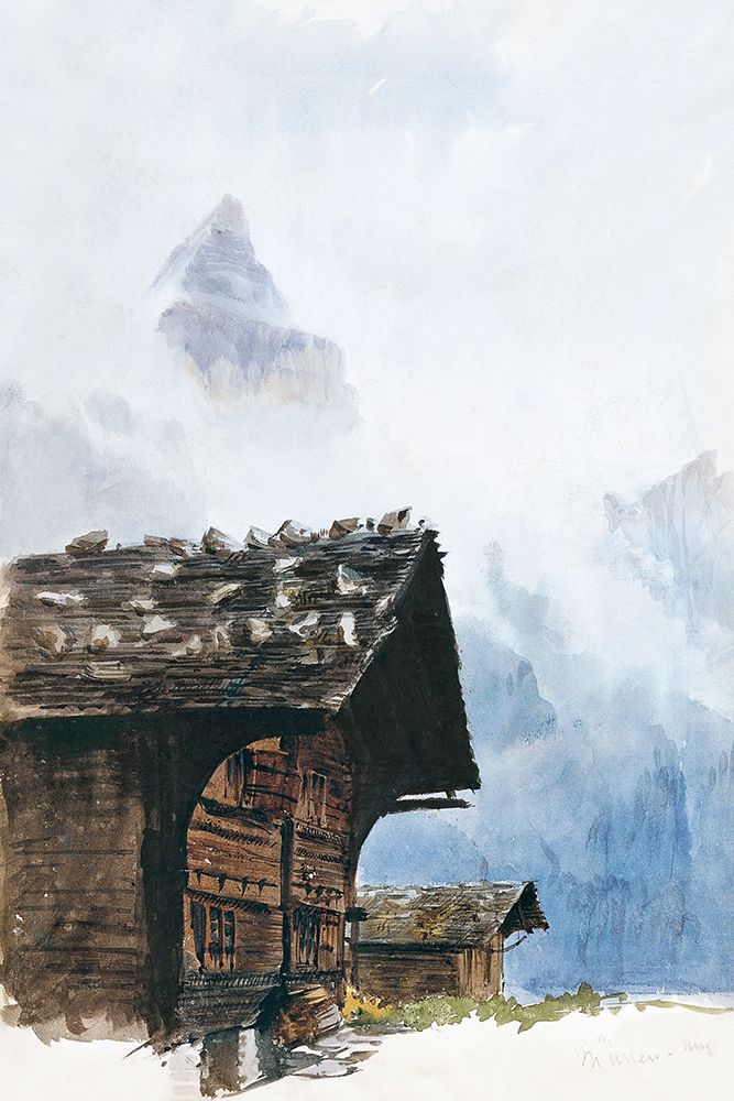 Chalets-Murren from Splendid Mountain Watercolours Sketchbook art print by John Singer Sargent for $57.95 CAD
