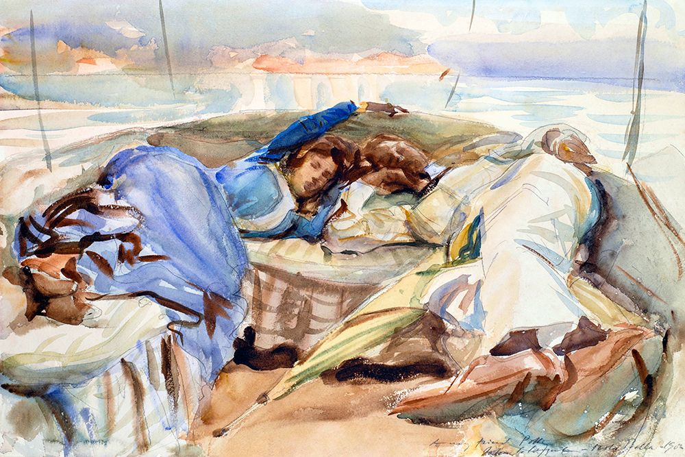 Two Figures in a Boat-Isola Bella-Italy art print by John Singer Sargent for $57.95 CAD